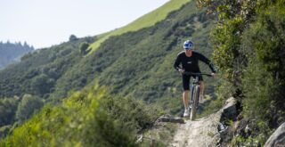 Marin rider Matt Jones, on a Bobcat Trail, Camp Tamarancho, Fairfax, CA.