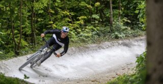 Matt Jones riding a berm on a San Quentin 3.