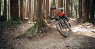 Marin ambassador Brendan Carberry riding a Rift Zone 1 on a British Columbia trail.