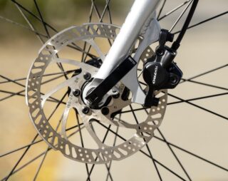 Fairfax E front hydraulic disc brake detail.