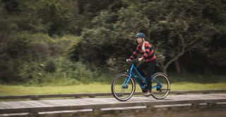 Marin ambassador Juliet Elliott on a Larkspur E, Marin County, CA.