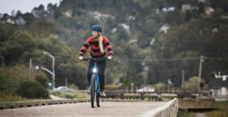 Marin ambassador Juliet Elliott on a Larkspur E, Marin County, CA.