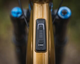 Bosch ebike system controller on the top tube of a Marin Rift Zone EL AXS.