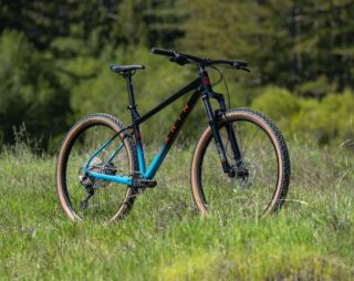 Detail of Marin Bobcat Trail 3 fork and front tire.