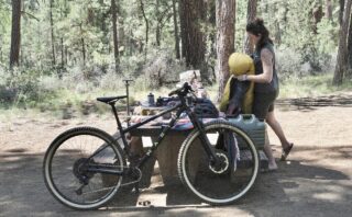 Marin ambassador Lynnee Jacks packs her bags for an overnight bikepacking trip.