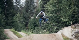 Marin ambassador Matt Jones hitting the Whistler dirt jumps on an Alcatraz 1.