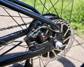 Stinson E rear disc brake detail.