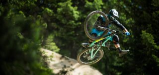 Nikki Whiles on a Marin Alpine Trail 8, Les Gets, France.